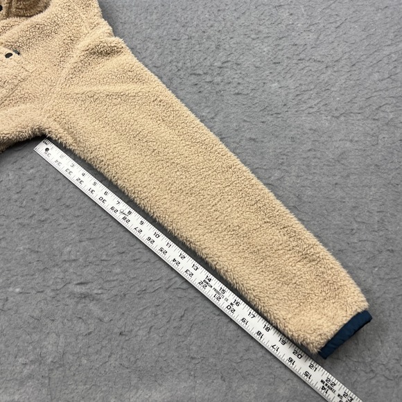 Relwen Fleece Mens Small Biege Shag Pile Snap 1/4 Zip Pullover Deep Pile Sherpa - Picture 5 of 8